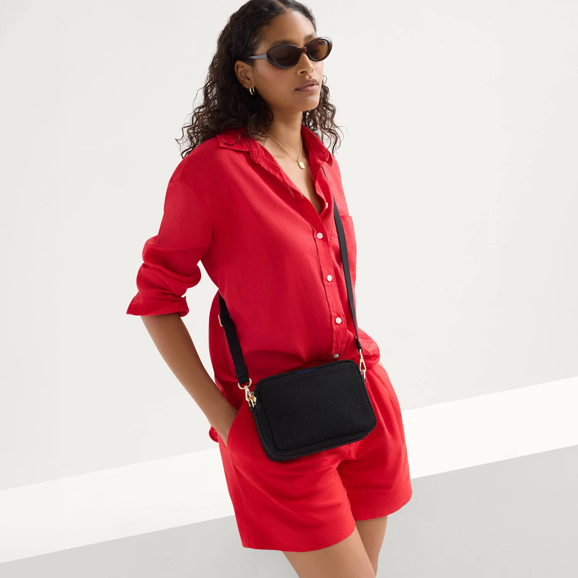 The Crossbody Camera Bag - Black Licorice Open-Knit - Image 3